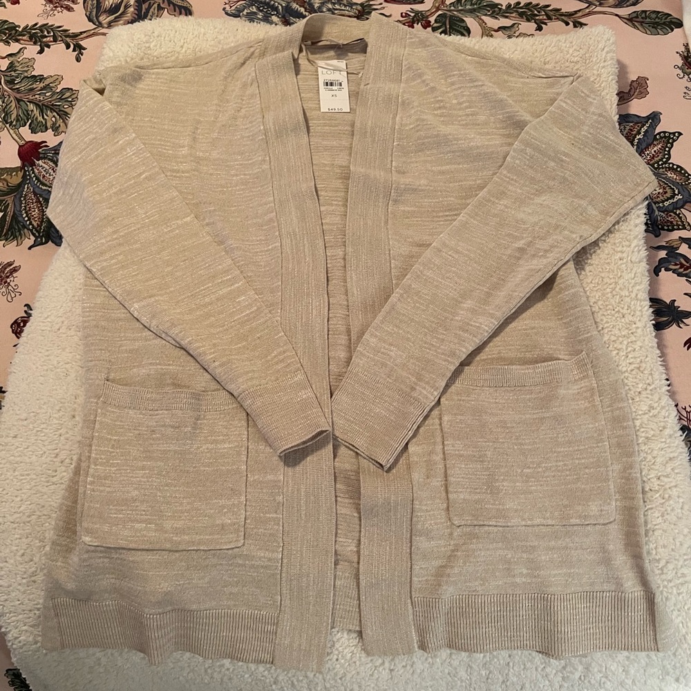 Beige Ann Taylor Loft Cardigan